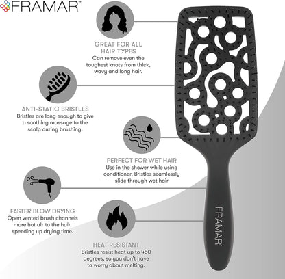 Brosse Démêlante Cheveux Bouclés Cheveux Bouclés, Démêlante, Noir